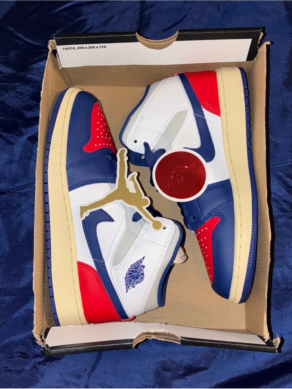 Nike Air Jordan 1 Mid Shoes White Deep Royal Blue DQ8426-102 5.5 youth / 7 women